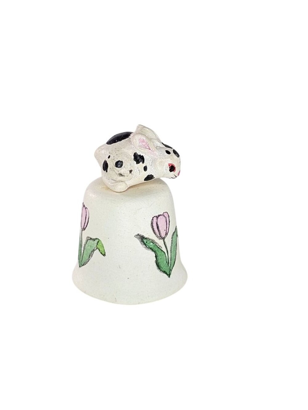 Klima Porcelain Bunny Rabbit Thimble Miniature Figurine Pink Tulip Flowers